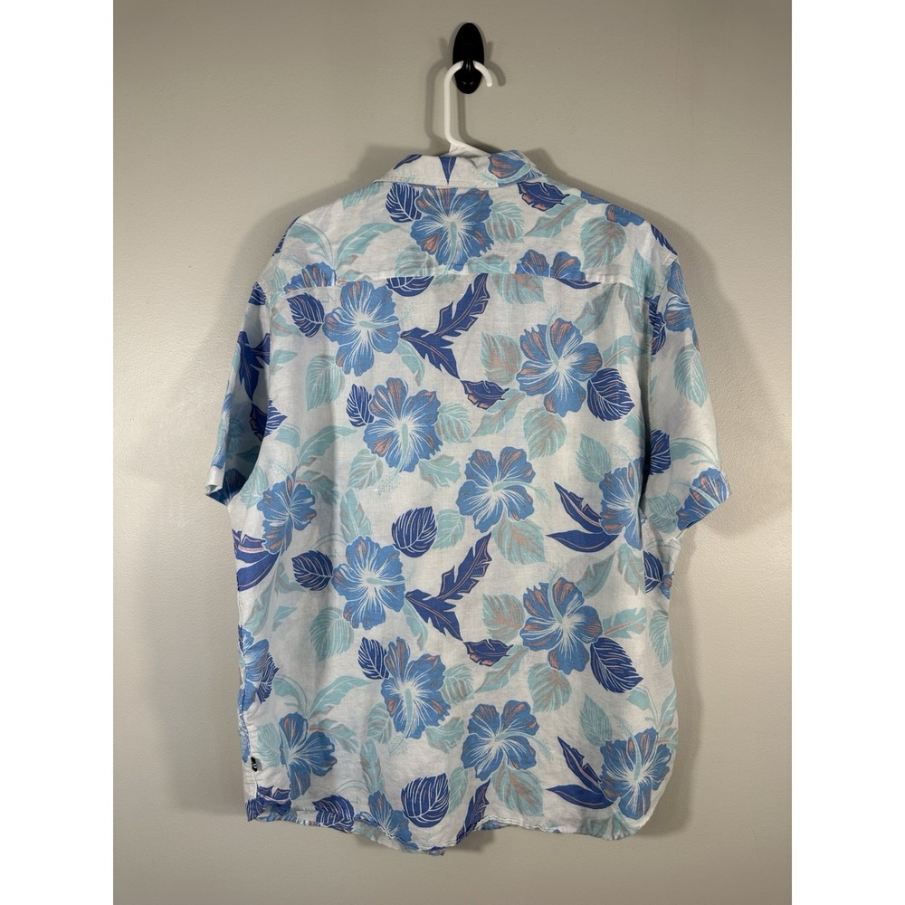 Nautica Shirt Mens XXL Hawaiian Linen Blend Floral Button Up Vacation Summer - Picture 2 of 8
